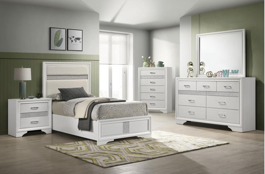 Miranda 54-Inch Upholstered Twin Bedroom Collection, White