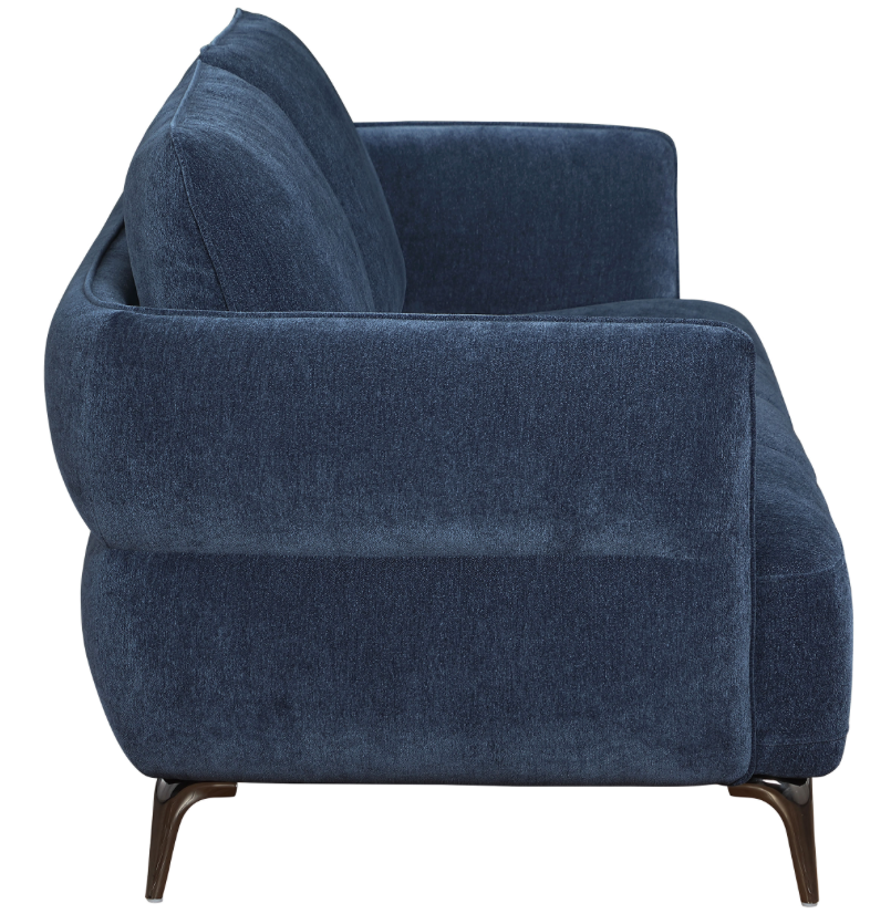 Lively Chenille Upholstered Modern Track Arm Sofa Blue