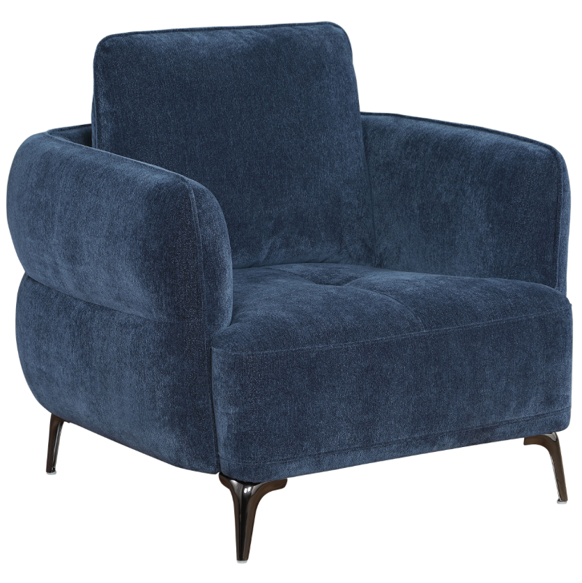 Lively Chenille Upholstered Modern Track Arm Sofa Blue