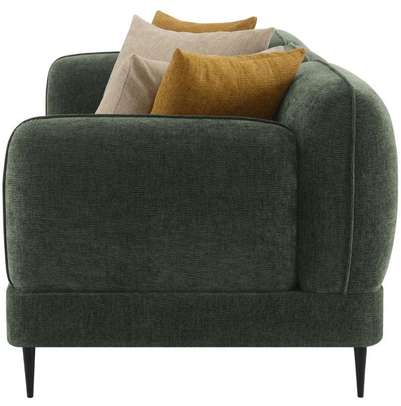 Jade Chenille Upholstered Modern Track Arm Sofa, Green