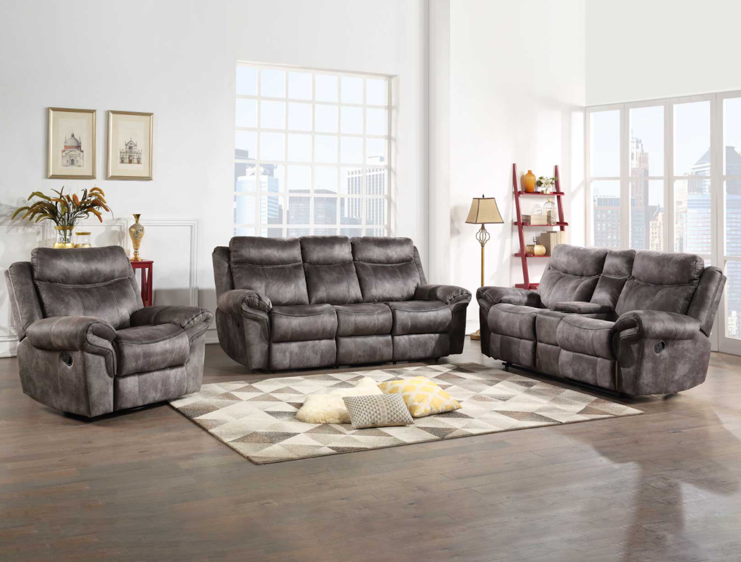 Nashville Faux Suede Manual Motion Sofa Collection