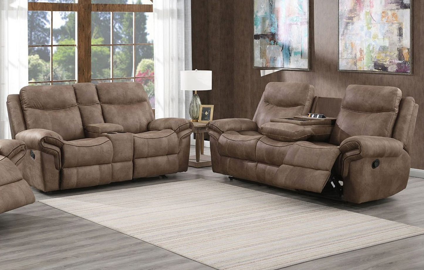 Nashville Faux Suede Manual Motion Sofa Collection, Mocha