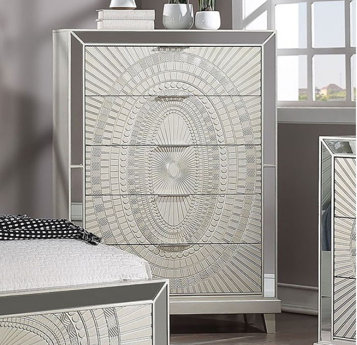 Valletta Glam Bedroom Chest - Champagne & Mirror