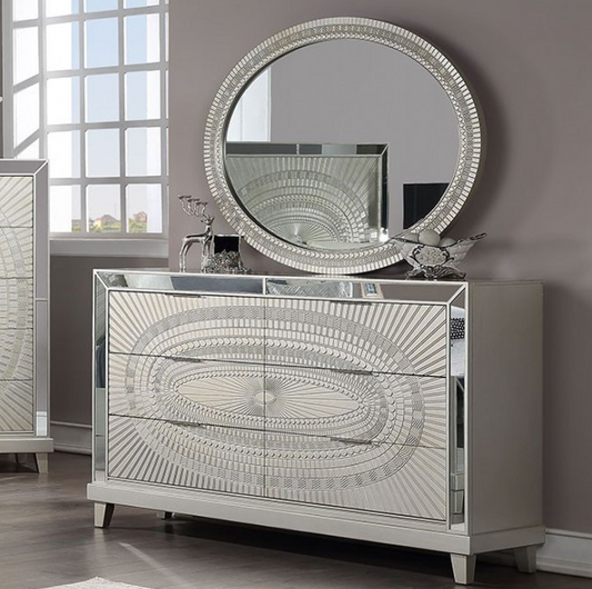 Valletta Glam Bedroom Dresser - Champagne & Mirror