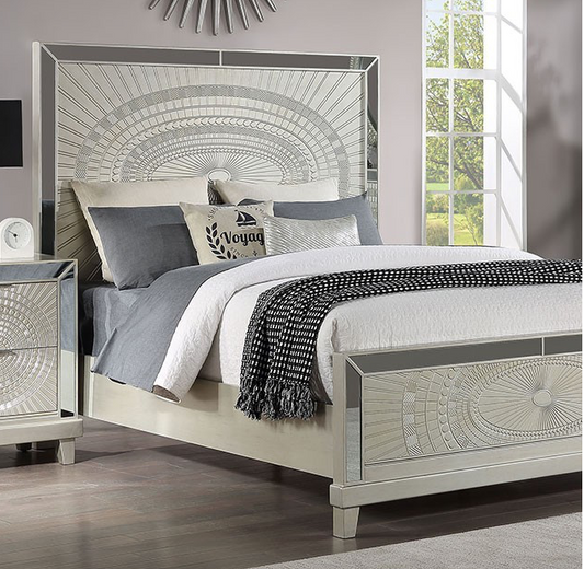 Valletta King Size Mirrored Glam Bed, Champagne