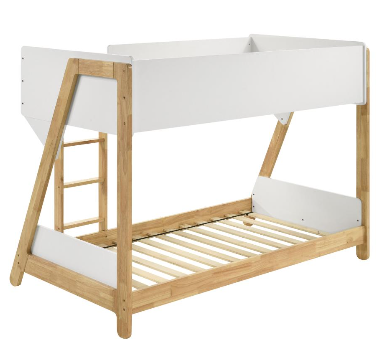 Wyatt Wood Twin Over Twin Bunk Bed White and Natural