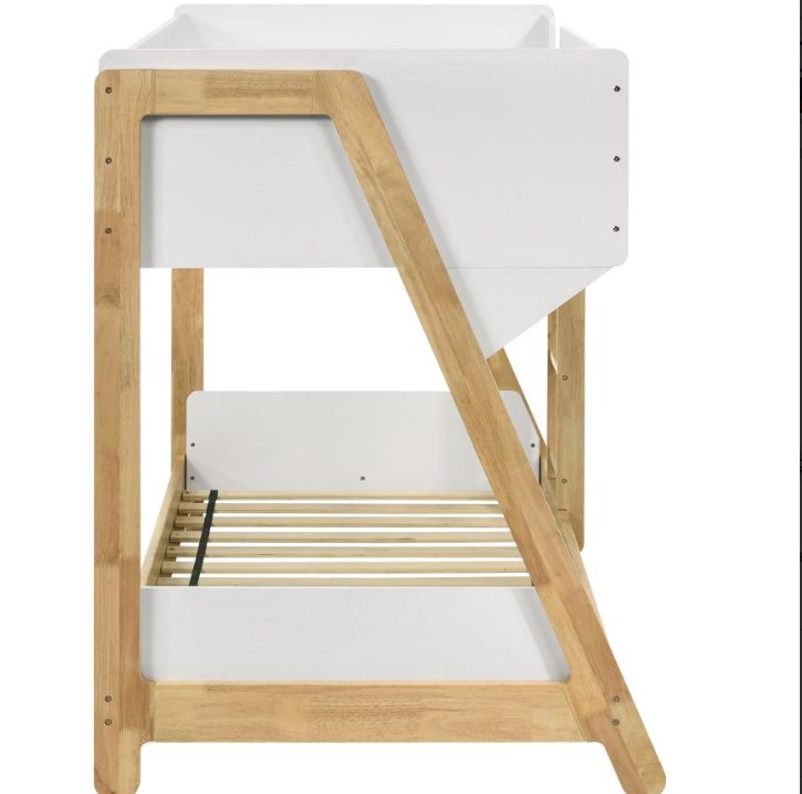 Wyatt Wood Twin Over Twin Bunk Bed White and Natural