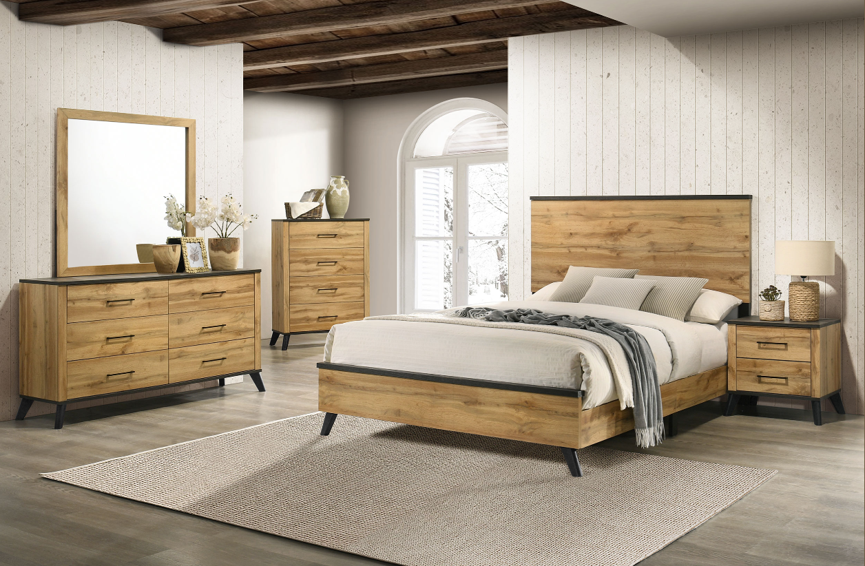 Kaywood 52-inch King Panel Bed Natural Pine