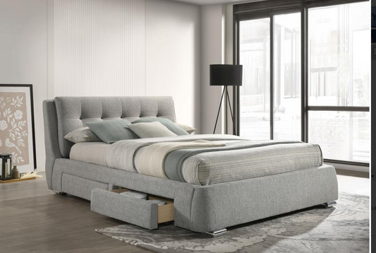 Benbrook Gray King Storage Bed with Pillow Top Headboard