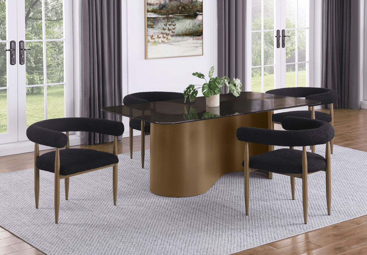 Edson 5-Piece Rectangular Glass Top Dining Table Set Bronze