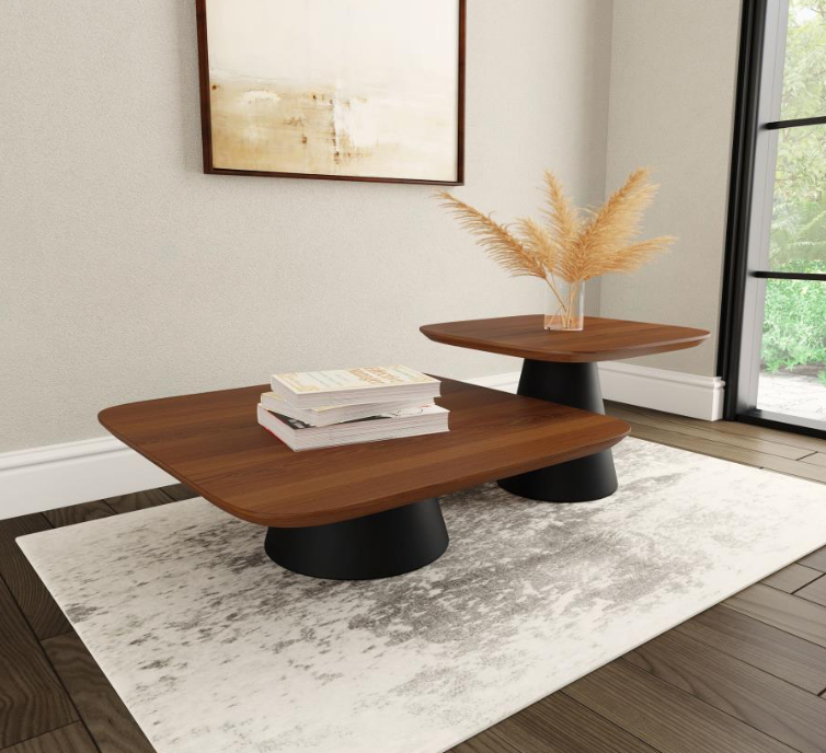 Eason 2-piece Coffee Table Set Walnut and Black