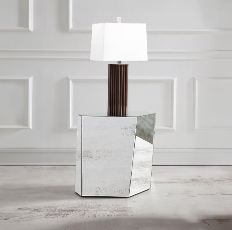 Capella Mirrored Abstract Geometric Coffee Table Silver