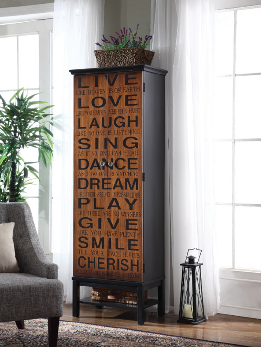 Lovegood 2-Door Wood Tall Storage Cabinet Black And Brown