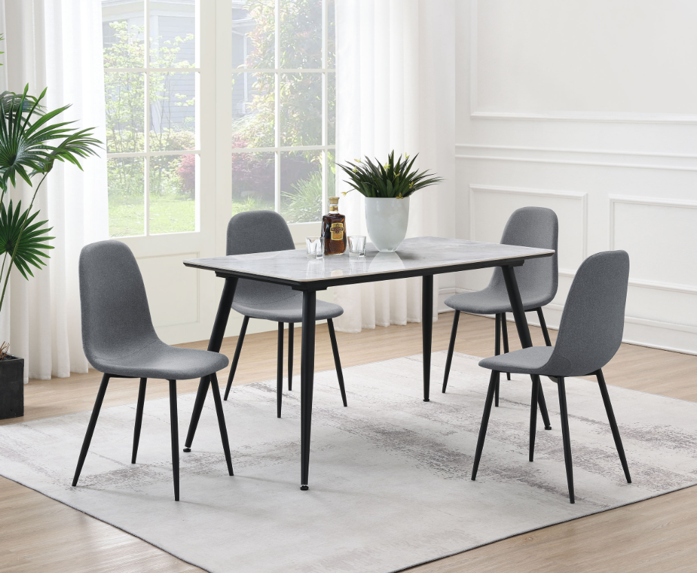 Dennison 5-Piece Rectangular Dining Table Set Grey