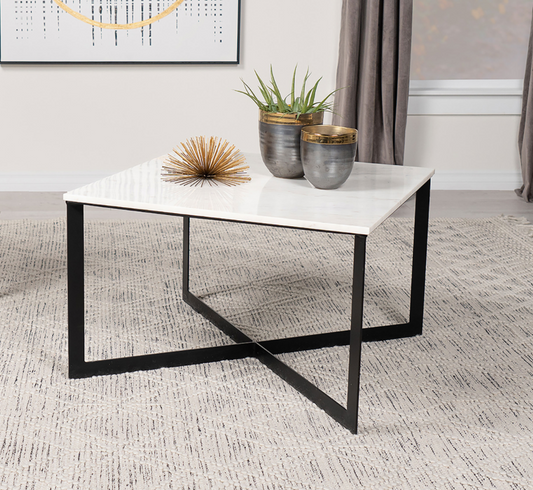 Tobin Square Marble Top Coffee Table White And Black