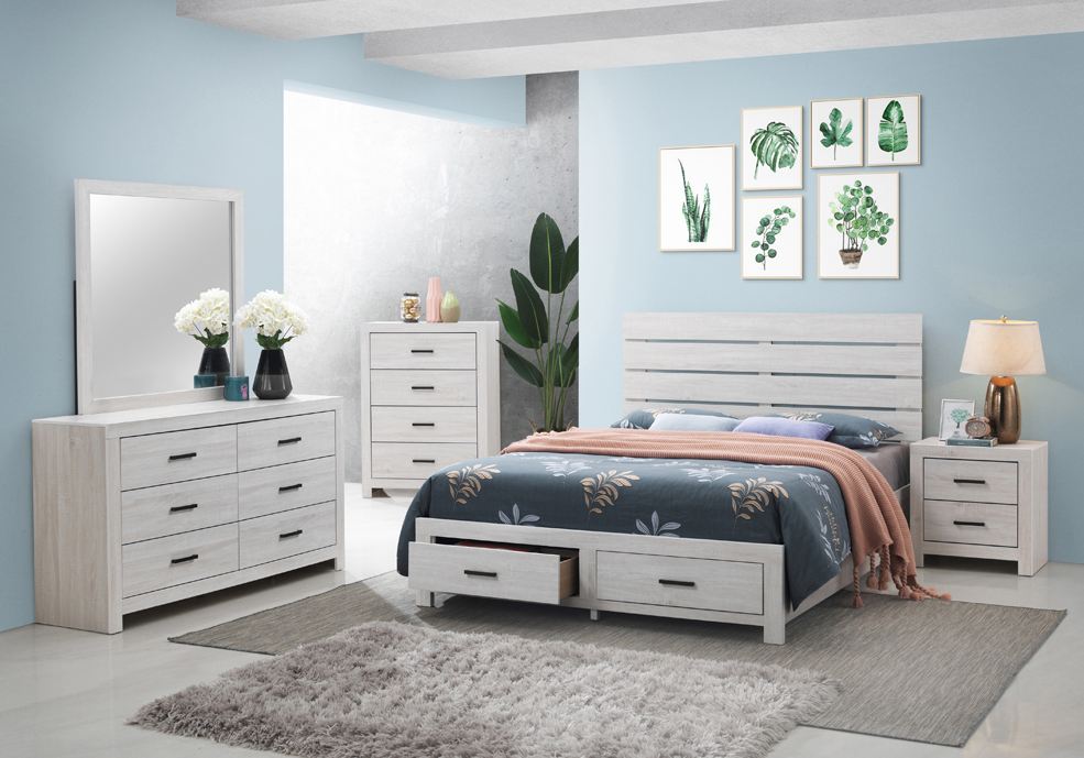 Brantford Coastal White King Storage Bedroom Set