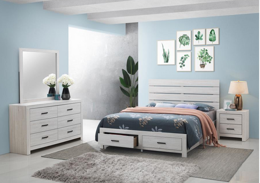 Brantford Coastal White Queen Storage Bedroom Set