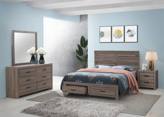 Brantford Barrel Oak Queen Storage Bedroom Set