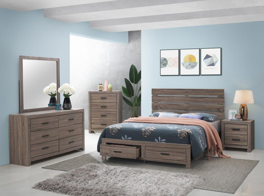 Brantford Barrel Oak Queen Storage Bedroom Set