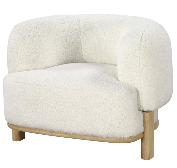 Lawler Upholstered Barrel Back Accent Chair Ivory