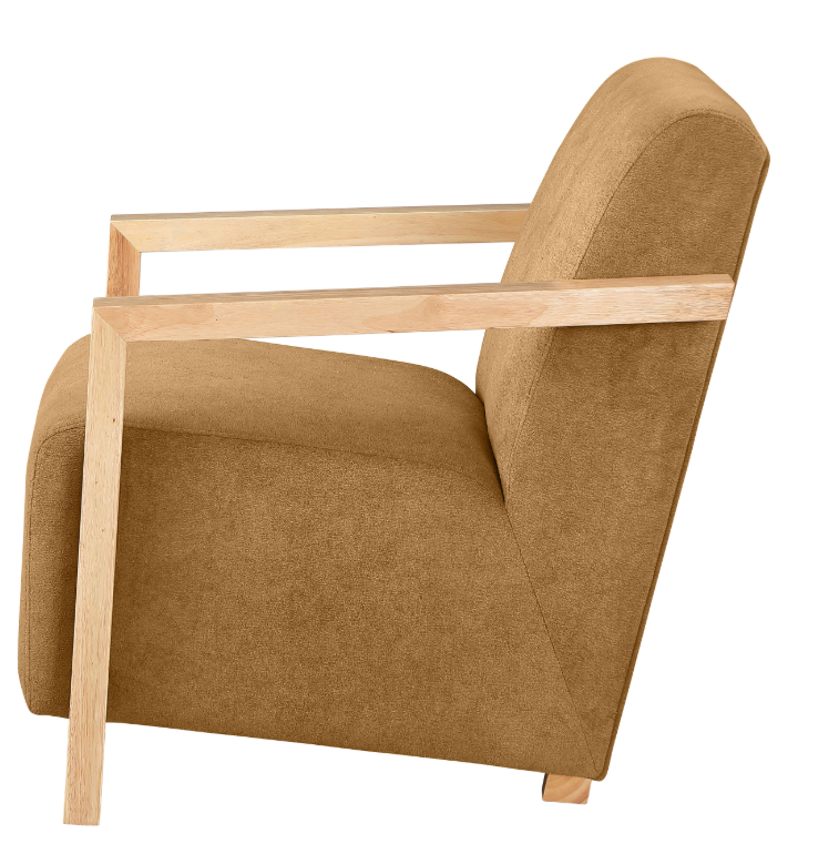 Diego Upholstered Accent Arm Chair with Wood Arms