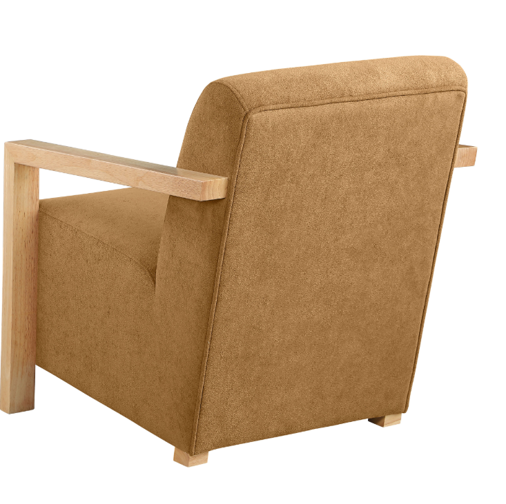 Diego Upholstered Accent Arm Chair with Wood Arms