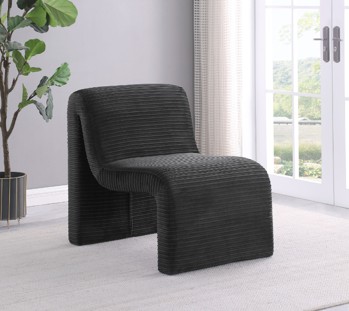 Drayton Modern Ribbed Upholstery Accent Chair, Black