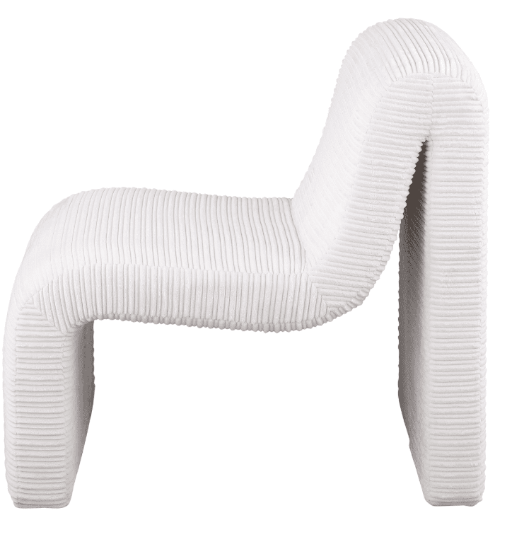 Drayton Modern Ribbed Upholstery Accent Chair, Ivory