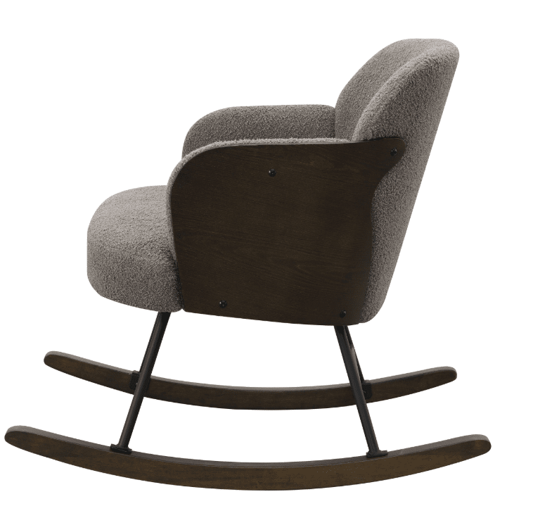 Paige Mid-Century Modern Boucle Rocking Chair with Bentwood Frame