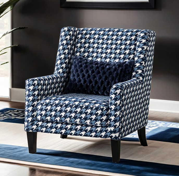 Colindale Collection Transitional Accent Chair, Gray/Blue