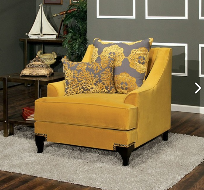 Visconti Traditional Golden Velvet Living Room Collection