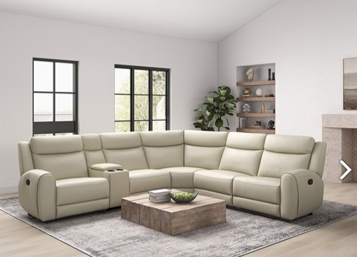 Jacobus Transitional Genuine Leather Wide Seat Reclining Sectional