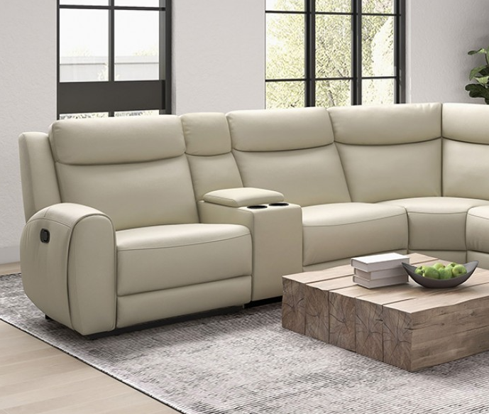 Jacobus Transitional Genuine Leather Wide Seat Reclining Sectional