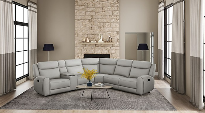 Jacobus Transitional Genuine Leather Wide Seat Reclining Sectional