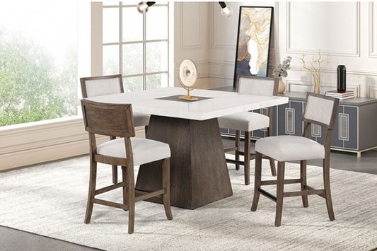 Grasten 5Piece Square Marble Top Dining Set