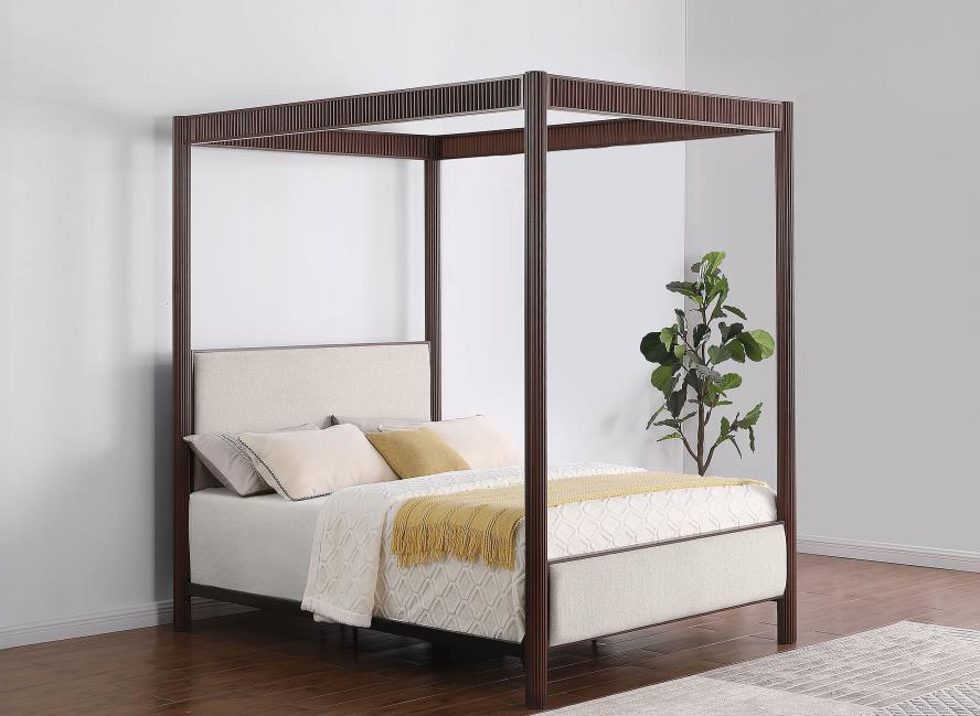 Zimmerlee 89-inch Metal Queen Canopy Bed Rust Brown