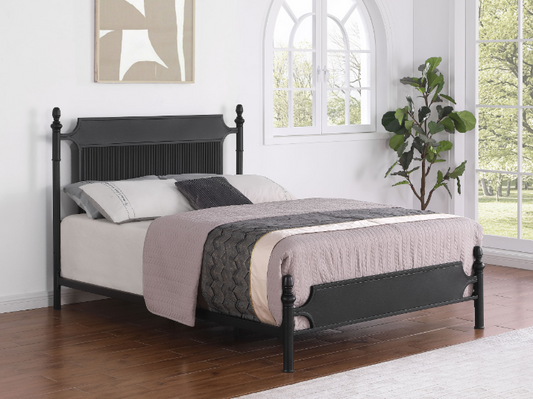 Cameron 51" Metal King Panel Bed, Black