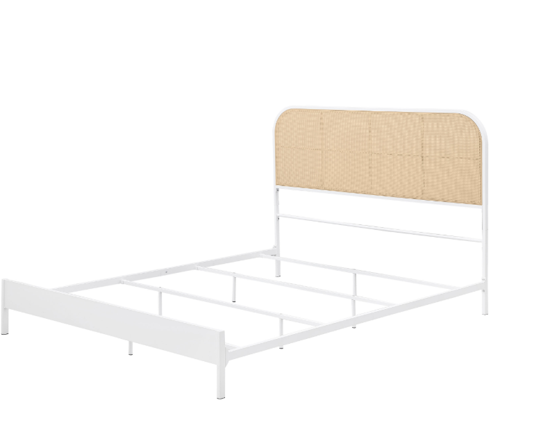 Amherst Radio Weave Rattan & Metal Queen Bed, White