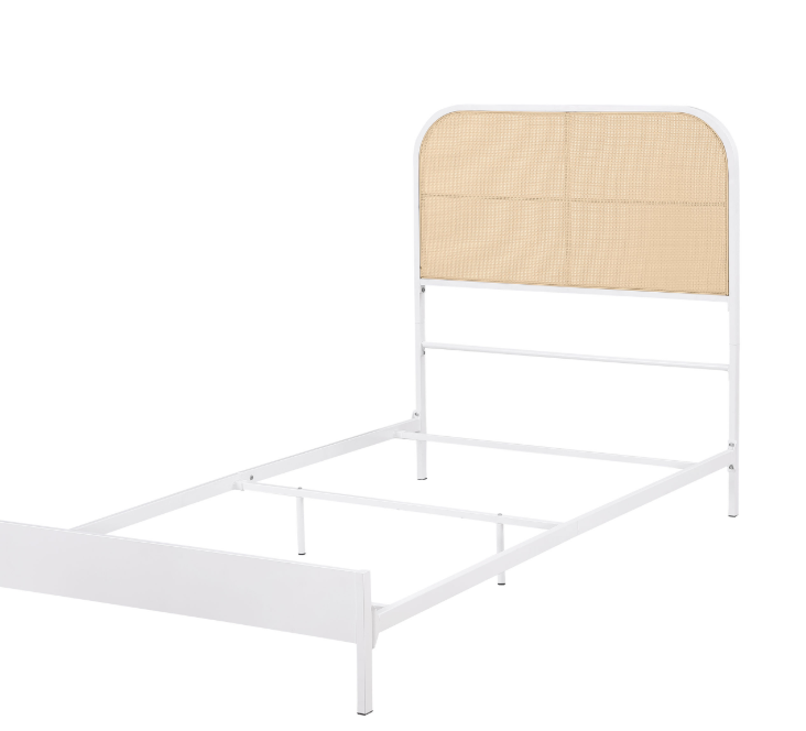 Amherst Radio Weave Rattan & Metal Twin Bed, White