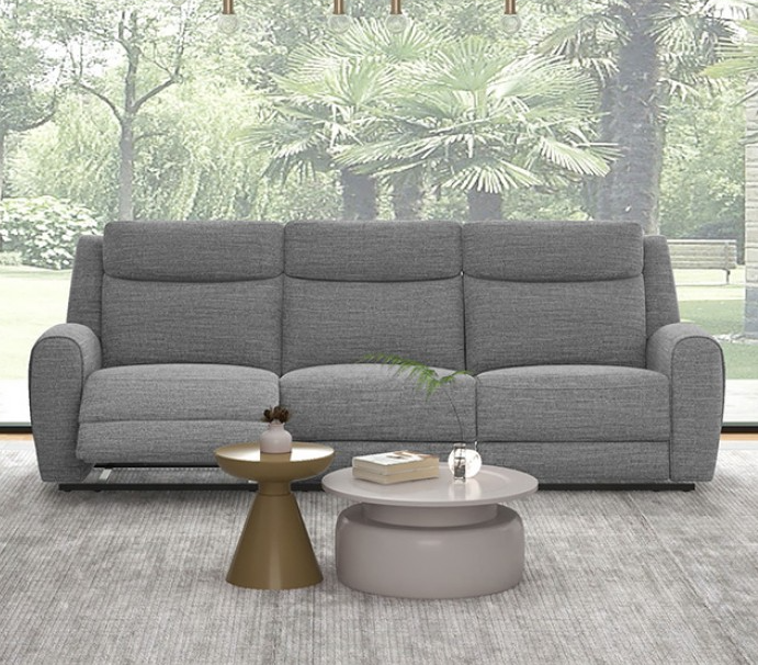 Antonius Transitional Upholstered Reclining Sofa with Contour Arm, Gray