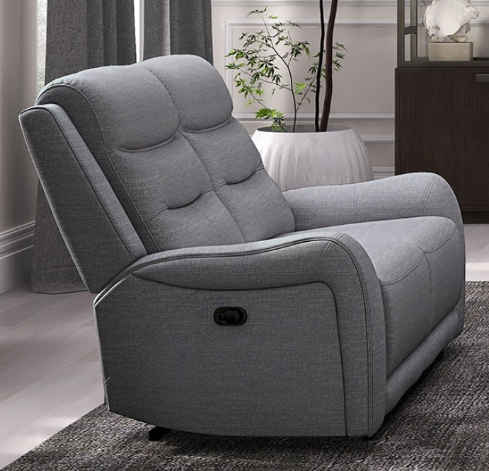 Matthias Transitional Upholstered Reclining Sofa, Gray