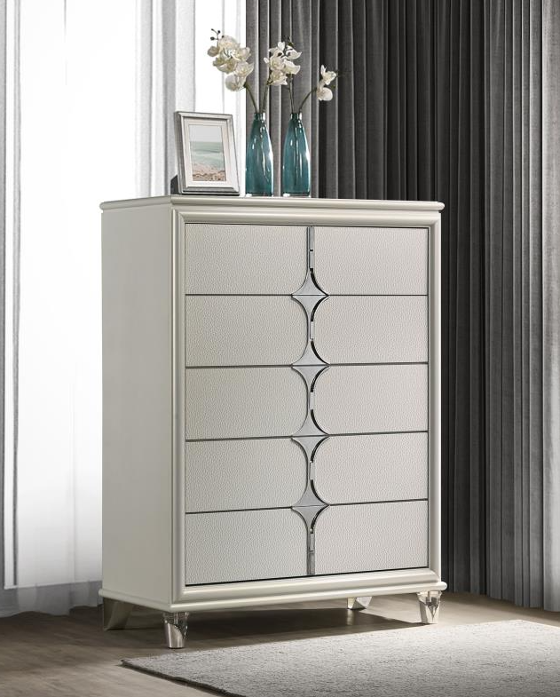 Olivia 5-Drawer Chest, Pearl White