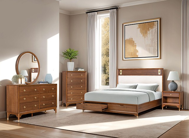 Hepburne Mid-Century Modern King Storage Bedroom Set