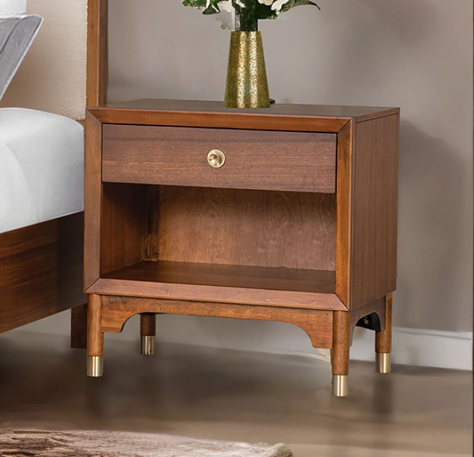 Hepburne Mid-Century Modern Nightstand, Walnut