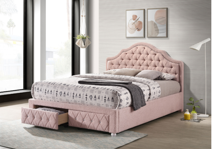 Ashleigh 44" Pink Boucle Storage Bed