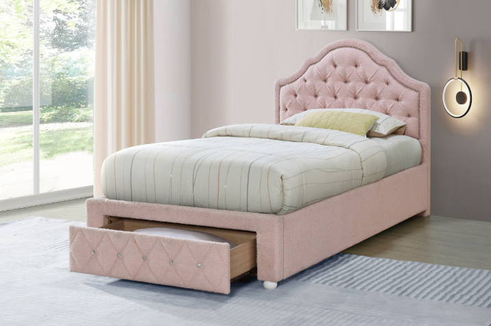 Ashleigh 44" Pink Boucle Storage Bed