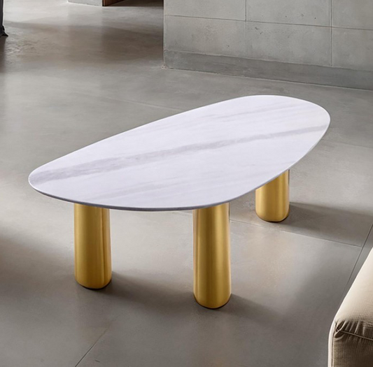 Northwich Contemporary White Sintered Stone & Gold Coffee Table