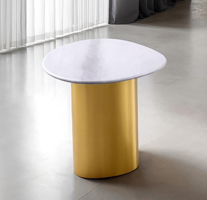 Northwich Contemporary White Sintered Stone & Gold Coffee Table