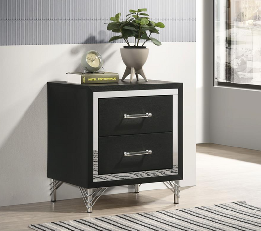 Lucia 2-Drawer Nightstand Bedside Table Black