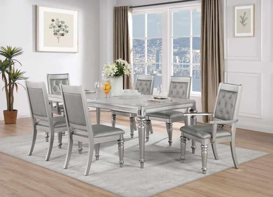 Danette 7 Piece Rectangular Dining Table With Leaf Metallic Platinum